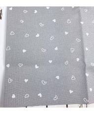 Evenweave Fabric 32ct. Murano Petit Coeur Zweigart 3984/7409, Grey Printed Hearts