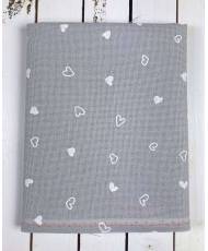 Evenweave Fabric 32ct. Murano Petit Coeur Zweigart 3984/7409, Grey Printed Hearts