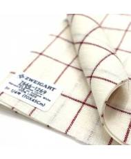 Ткань равномерная 32 ct Belfast Linen Zweigart 7666/1269 молочный в бордовую клеточку