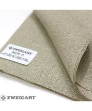 Ткань равномерная 32 ct Belfast Linen Zweigart 3609/11 льняной с зеленым металликом