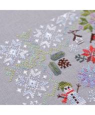 Counted Cross Stitch Winter Symphony sampler Tela-Artis X-025, Evenweave Fabric, hand-dyed DMC muslin, melange