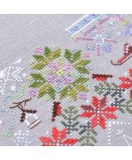 Counted Cross Stitch Winter Symphony sampler Tela-Artis X-025, Evenweave Fabric, hand-dyed DMC muslin, melange