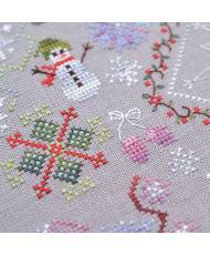 Counted Cross Stitch Winter Symphony sampler Tela-Artis X-025, Evenweave Fabric, hand-dyed DMC muslin, melange