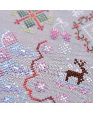 Counted Cross Stitch Winter Symphony sampler Tela-Artis X-025, Evenweave Fabric, hand-dyed DMC muslin, melange