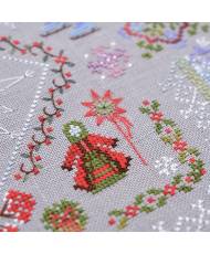 Counted Cross Stitch Winter Symphony sampler Tela-Artis X-025, Evenweave Fabric, hand-dyed DMC muslin, melange