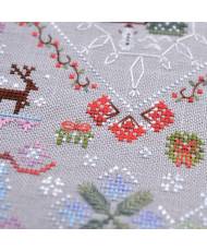 Counted Cross Stitch Winter Symphony sampler Tela-Artis X-025, Evenweave Fabric, hand-dyed DMC muslin, melange