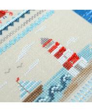 Counted Cross Stitch Kit Sampler Sea Adventures Tela-Artis X-034, Evenweave Fabric, hand-dyed DMC muline, melang