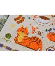 Counted Cross Stitch Amber Embroidery sampler Tela-Artis X-312, Evenweave Fabric, hand-dyed DMC muline, melange