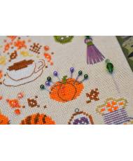 Counted Cross Stitch Amber Embroidery sampler Tela-Artis X-312, Evenweave Fabric, hand-dyed DMC muline, melange