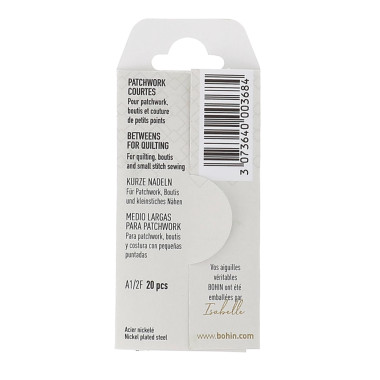 Quilting Needles Bohin Assorted Sizes 3–9 Short 00368