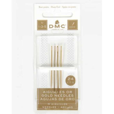 Gold-plated embroidery needles No. 1/3/5 DMC 6132/6