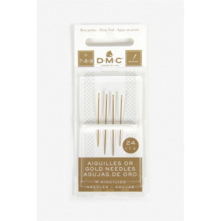 Gold-plated embroidery needles No. 7/8/9 DMC 6133/6
