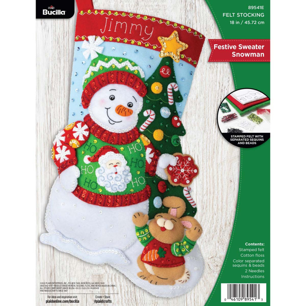 Bucilla ® Seasonal - Felt - Stocking Kits - Festive Sweater Christmas - 89541E Bucilla ® Seasonal - Felt - Stocking Kits - Festive Sweater Christmas - 89541E
