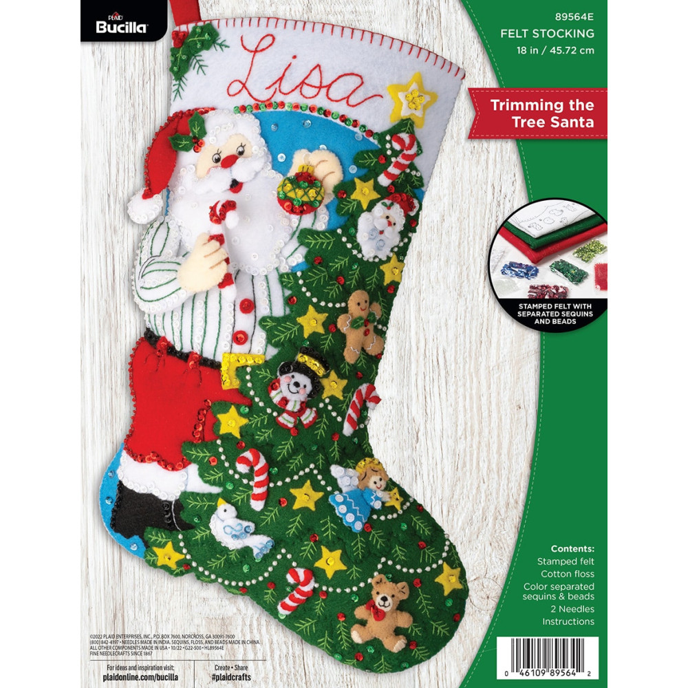 Набор для фетровой аппликации Bucilla ® Seasonal - Войлок - Наборы для сапожка- Украшение елки Санта - 89564E Набор для фетровой аппликации Bucilla ® Seasonal - Войлок - Наборы для сапожка- Украшение елки Санта - 89564E