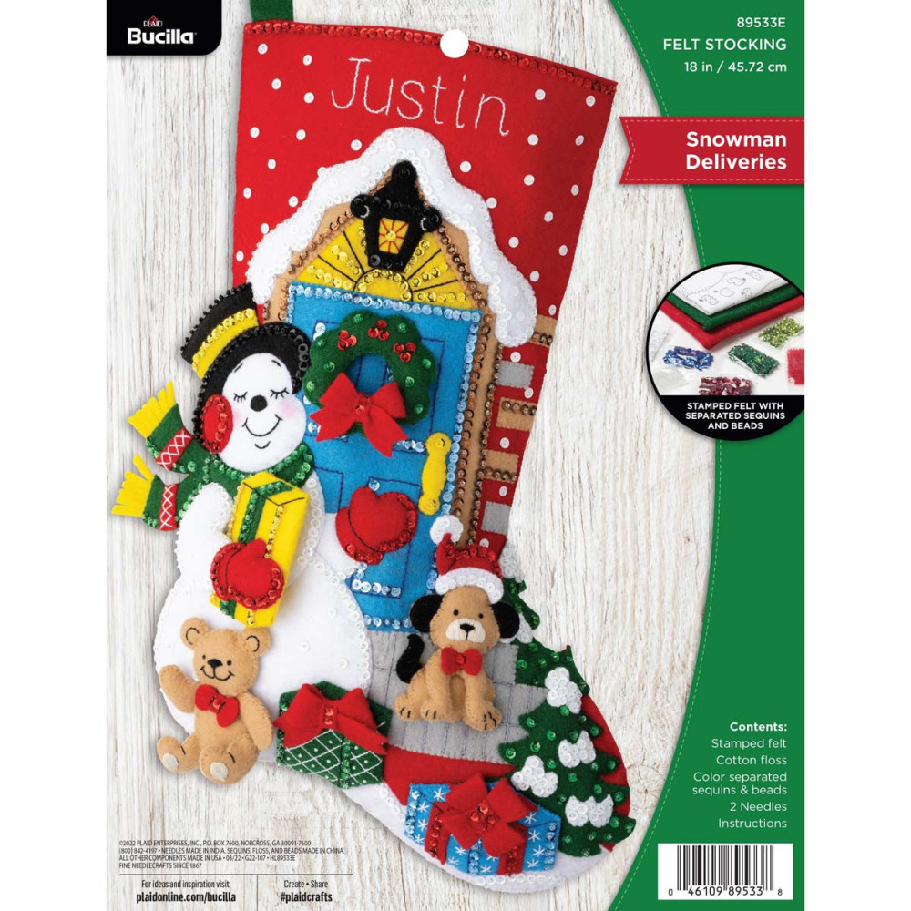 Bucilla ® Seasonal - Felt - Stocking Kits - Gifting Snowman - 89533E