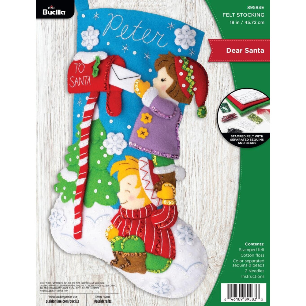 Bucilla ® Seasonal - Felt - Stocking Kits - Dear Santa - 89583E Bucilla ® Seasonal - Felt - Stocking Kits - Dear Santa - 89583E