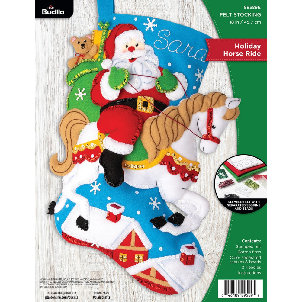 Bucilla ® Seasonal - Felt - Stocking Kits - Holiday Horse Ride 89589E Bucilla ® Seasonal - Felt - Stocking Kits - Holiday Horse Ride 89589E