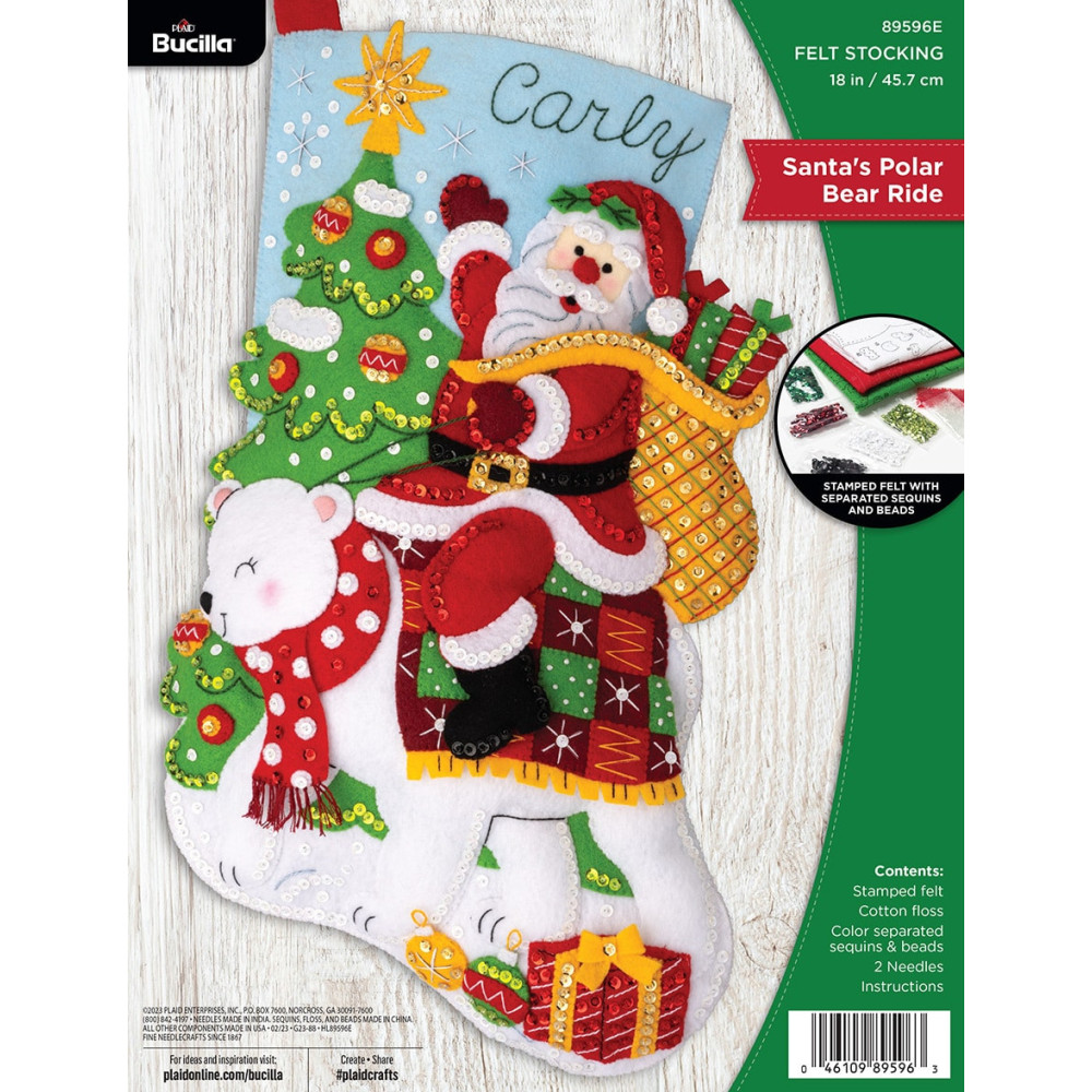 Bucilla ® Seasonal - Felt - Stocking Kits - Santa's Polar Bear Ride Bucilla 89596E Bucilla ® Seasonal - Felt - Stocking Kits - Santa's Polar Bear Ride Bucilla 89596E