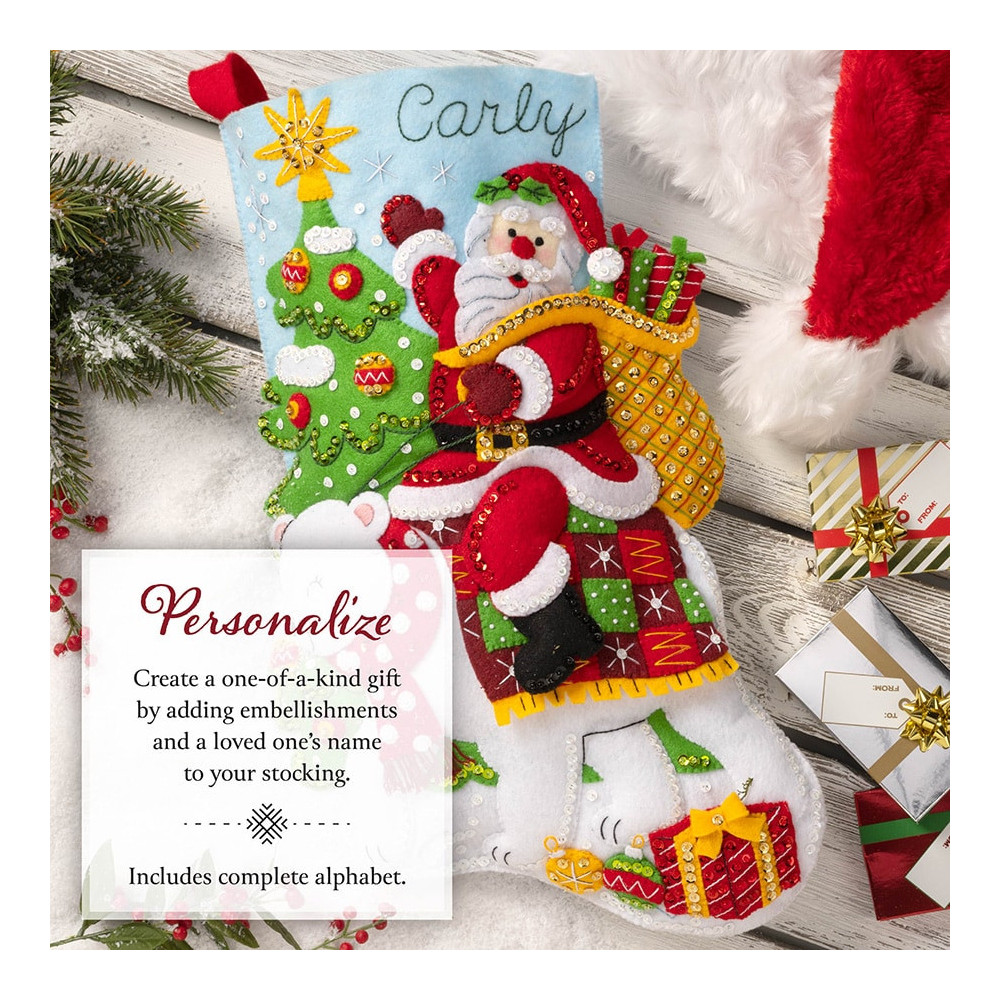 Набор для фетровой аппликации Santa's Polar Bear Ride Bucilla 89596E