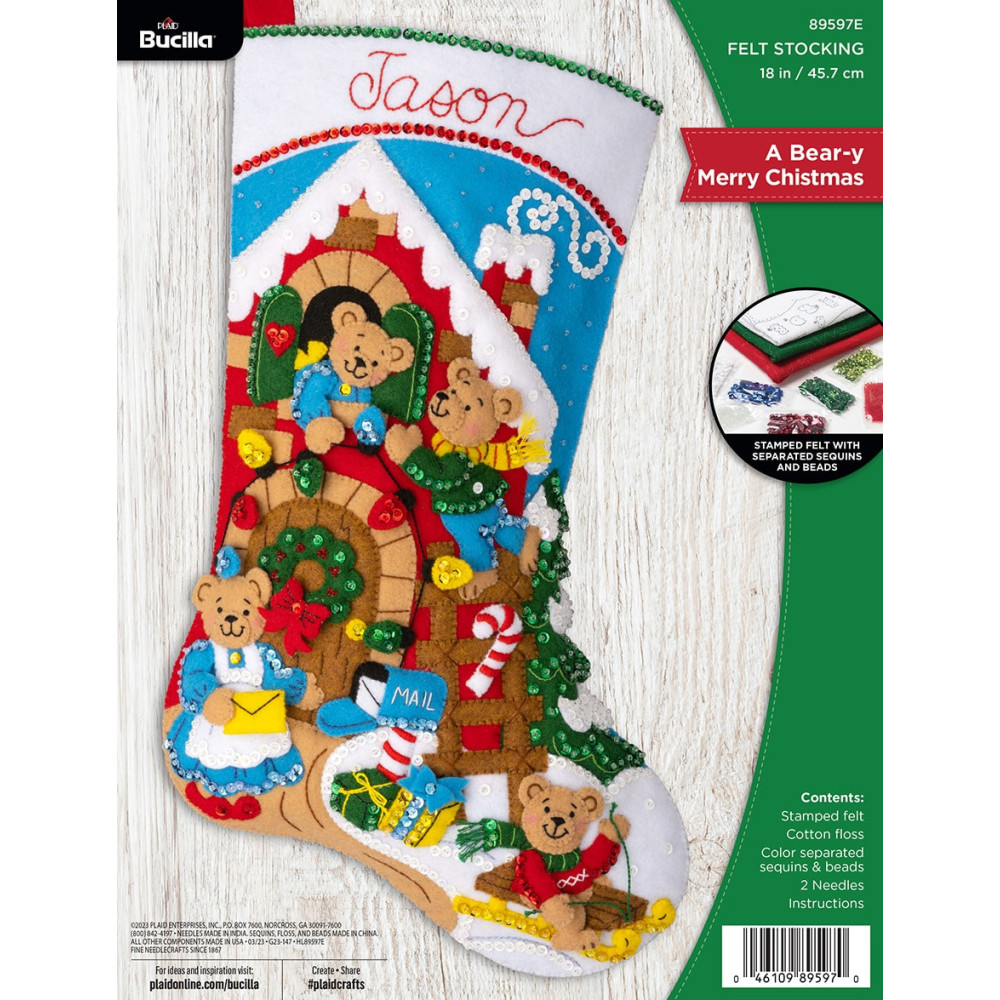 Bucilla ® Seasonal - Felt - Stocking Kits - A Bear-y Merry Christmas 89597E Bucilla ® Seasonal - Felt - Stocking Kits - A Bear-y Merry Christmas 89597E