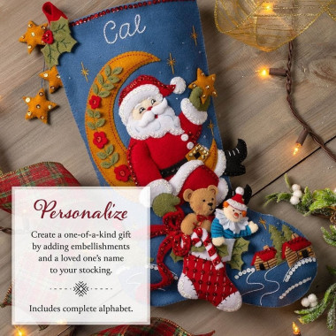 Набір для фетрової аплікації Bucilla - Felt - Stocking Kits - Moonlight Santa - 89599E