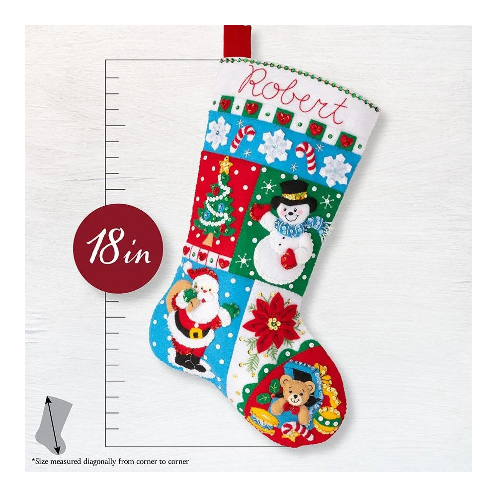 Набір для фетрової аплікації Bucilla  Seasonal - Felt - Stocking Kits - Holiday Patchwork - 89604E