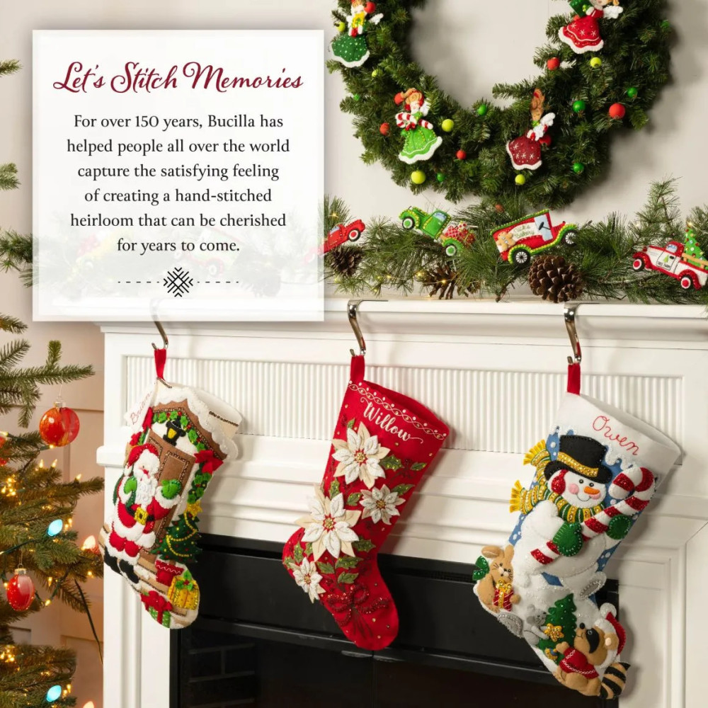 Набір для фетрової аплікації Bucilla  Seasonal - Felt - Stocking Kits - Holiday Patchwork - 89604E