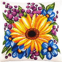 Набір для вишивання напівхрестом подушки Соняшник і квіти Чарівниця V-277