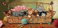 Набор для вышивки крестиком Kitty Litter (Котята в корзинке), Dimensions 35184