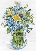Набір для вишивки хрестиком Blue & Yellow Floral Design Works 2866