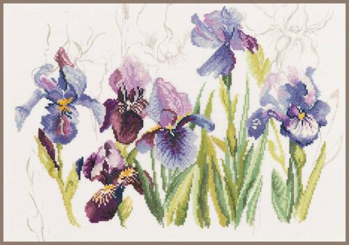 Набір для вишивки хрестом, Blue Flowers - Irisses (Іриси), Lanarte PN-0008027