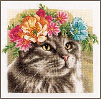 Набор для вышивки крестом Flower crown Maine coon (Цветочная корона Мейн-кун) Lanarte PN-0189339