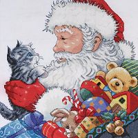 Набір для вишивки хрестиком Santa With Kitten Design Works 5977
