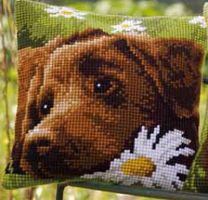 Chocolate Labrador, набор для вышивки подушки, Vervaco, PN-0153855