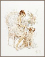 Набор для вышивки крестом Lanarte Girl in Chair with Dog (Девушка в кресле с собакой), PN-0007951