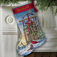 Набір для вишивання хрестиком чобітка Christmas Sled Stocking, Dimensions 08819