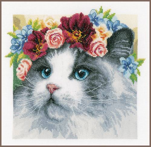 Набор для вышивки крестом Flower crown Ragdoll (Цветочная корона Рэгдолл) Lanarte PN-0189340